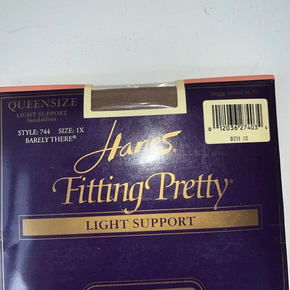 Hanes Pantyhose 1X Fitting Pretty Light Support Sandalfoot Barely There Queen
